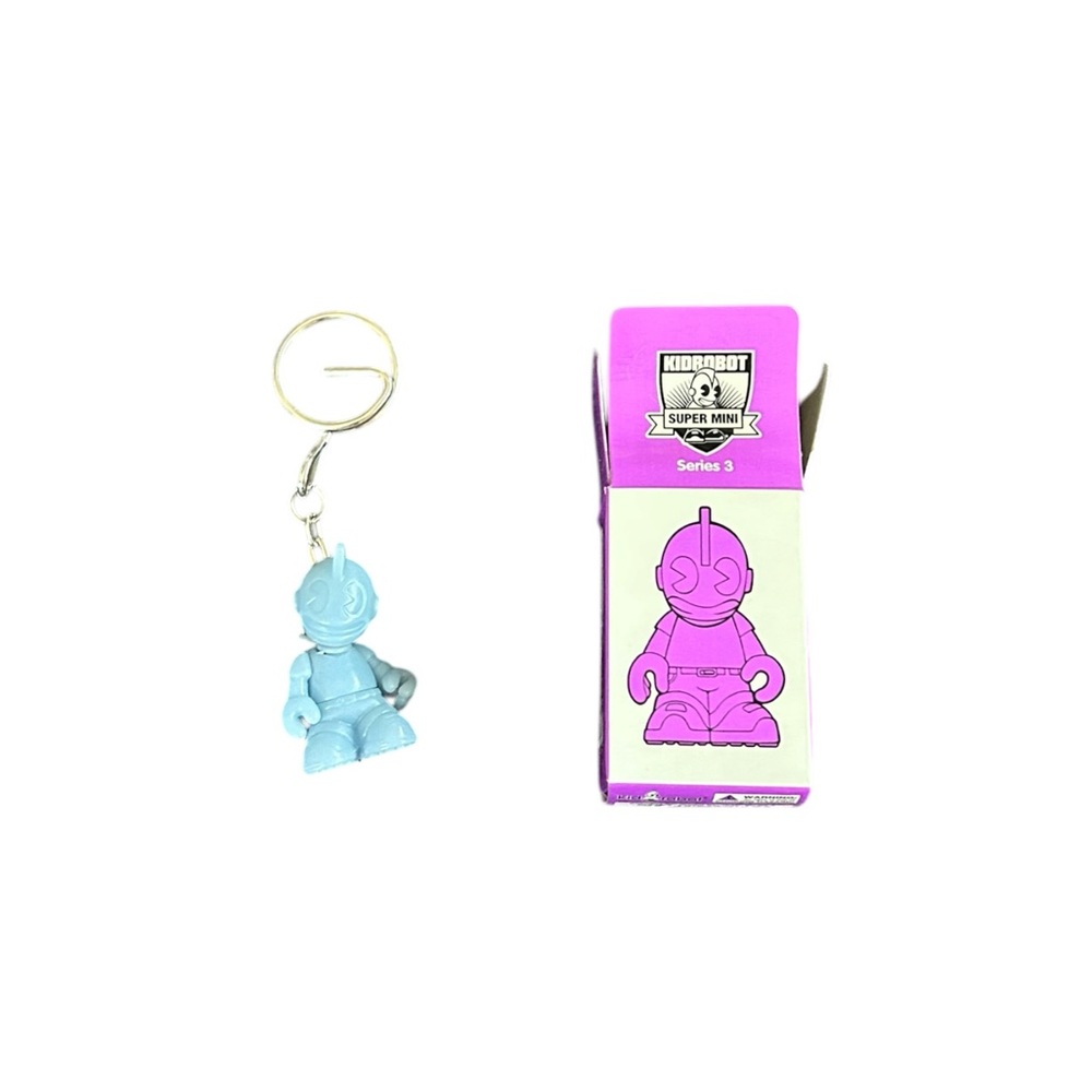 Kidrobot Supermini Keychain Series 3 2007 "Blue Glow" Bag Charm Figure + Box